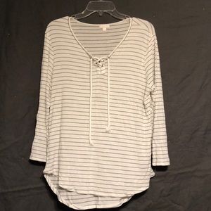 White and black striped top